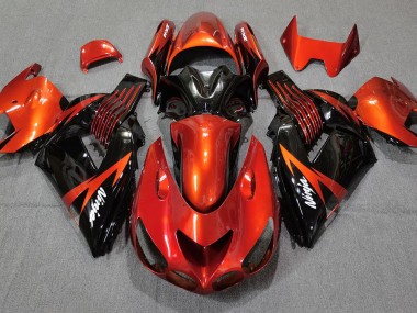 Orange Brûlé Noir 2006-2011 Kawasaki ZX14R Carénage Moto