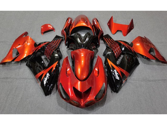 Orange Brûlé Noir 2006-2011 Kawasaki ZX14R Carénage Moto Orange Brûlé Noir 2006-2011 Kawasaki ZX14R Carénage Moto