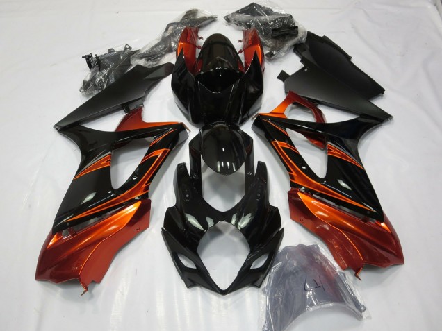 Orange Brûlé & Noir 2007-2008 Suzuki GSXR 1000 Carénage Moto