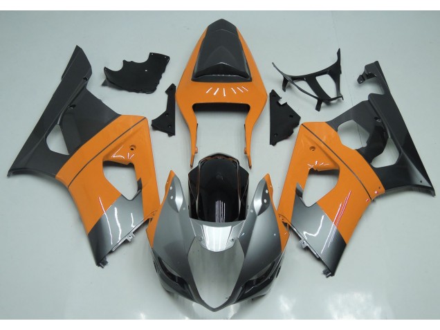 Orange Clair Argent & Noir 2003-2004 Suzuki GSXR 1000 Carénage Moto Orange Clair Argent & Noir 2003-2004 Suzuki GSXR 1000 Carénage Moto