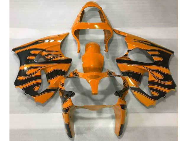 Orange & Noir Flamme 2000-2002 Kawasaki ZX6R Carénage Moto Orange & Noir Flamme 2000-2002 Kawasaki ZX6R Carénage Moto