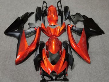 Orange Vif En Noir 2008-2010 Suzuki GSXR 600-750 Carénage Moto