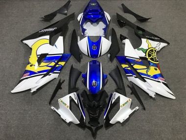 Personnalisé Blanc & Bleu 2008-2016 Yamaha R6 Carénage Moto