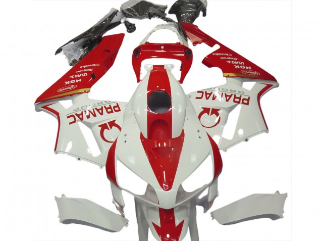 Personnalisé Blanc & Rouge 2005-2006 Honda CBR600RR Carénage Moto Personnalisé Blanc & Rouge 2005-2006 Honda CBR600RR Carénage Moto
