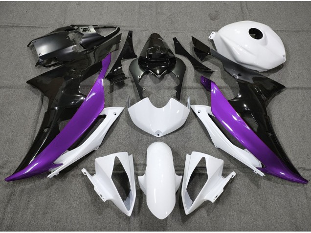 Personnalisé Violet Noir & Blanc 2008-2016 Yamaha R6 Carénage Moto Personnalisé Violet Noir & Blanc 2008-2016 Yamaha R6 Carénage Moto