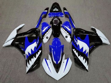 Requin Blanc & Bleu 2015-2018 Yamaha R3 Carénage Moto