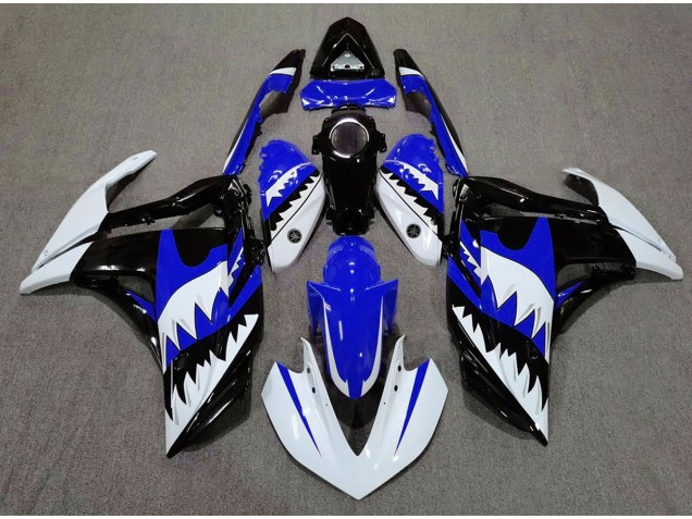 Requin Blanc & Bleu 2015-2018 Yamaha R3 Carénage Moto Requin Blanc & Bleu 2015-2018 Yamaha R3 Carénage Moto