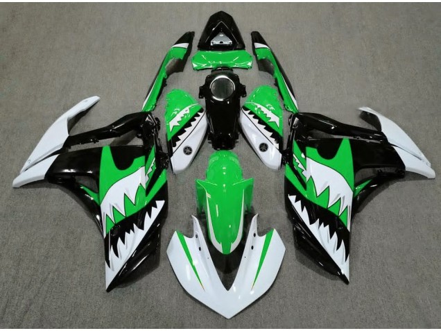Requin Blanc & Vert 2015-2018 Yamaha R3 Carénage Moto Requin Blanc & Vert 2015-2018 Yamaha R3 Carénage Moto
