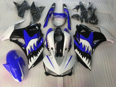 Requin Bleu & Blanc 2015-2018 Yamaha R3 Carénage Moto
