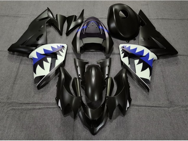 Requin Noir Mat & Bleu Foncé 2004-2005 Kawasaki ZX10R Carénage Moto Requin Noir Mat & Bleu Foncé 2004-2005 Kawasaki ZX10R Carénage Moto