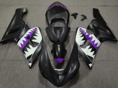 Requin Noir Mat & Violet 2005-2006 Kawasaki ZX6R Carénage Moto