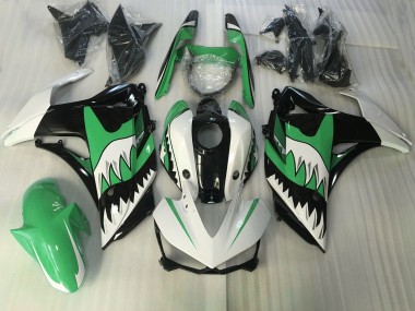 Requin Vert & Blanc 2015-2018 Yamaha R3 Carénage Moto