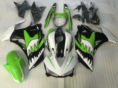 Requin Vert Lime & Blanc 2015-2018 Yamaha R3 Carénage Moto