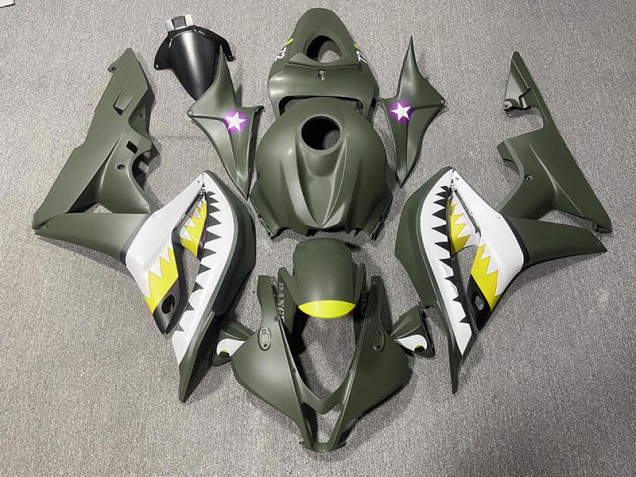 Requin Vert Mat & Jaune 2007-2008 Honda CBR600RR Carénage Moto Requin Vert Mat & Jaune 2007-2008 Honda CBR600RR Carénage Moto