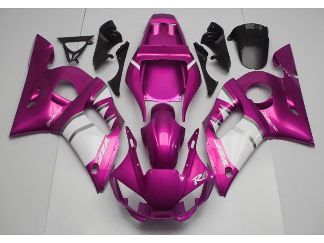 Rose & Blanc 1998-2002 Yamaha R6 Carénage Moto Rose & Blanc 1998-2002 Yamaha R6 Carénage Moto
