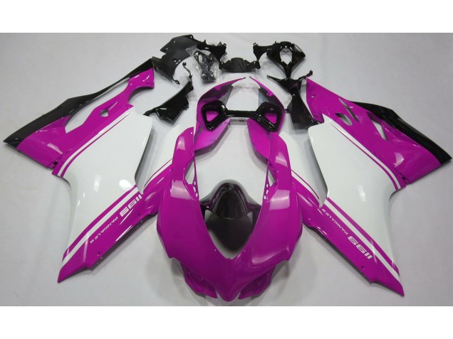 Rose Brillant Blanc & Noir 2011-2014 Ducati 1199 Carénage Moto Rose Brillant Blanc & Noir 2011-2014 Ducati 1199 Carénage Moto