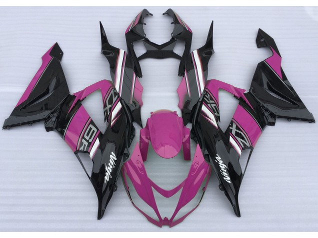 Rose Brillant & Noir 2013-2018 Kawasaki ZX6R Carénage Moto