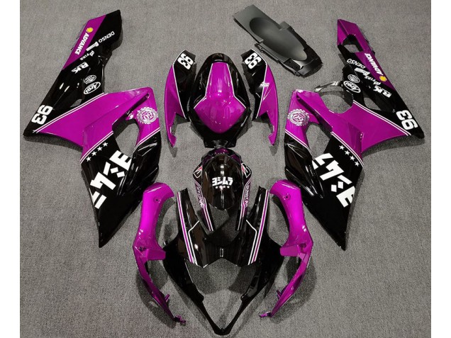 Rose Brillant & Noir Personnalisé 2005-2006 Suzuki GSXR 1000 Carénage Moto Rose Brillant & Noir Personnalisé 2005-2006 Suzuki GSXR 1000 Carénage Moto