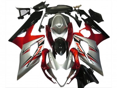 Rouge & Argent 2005-2006 Suzuki GSXR 1000 Carénage Moto