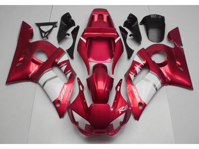 Rouge Blanc 1998-2002 Yamaha R6 Carénage Moto Rouge Blanc 1998-2002 Yamaha R6 Carénage Moto