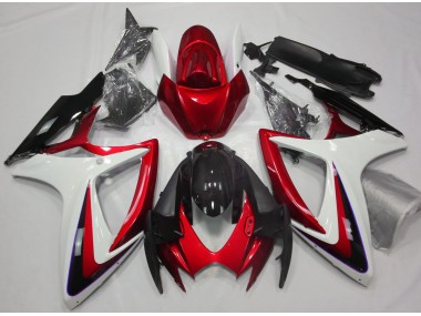 Rouge & Blanc Débadgé 2006-2007 Suzuki GSXR 600-750 Carénage Moto