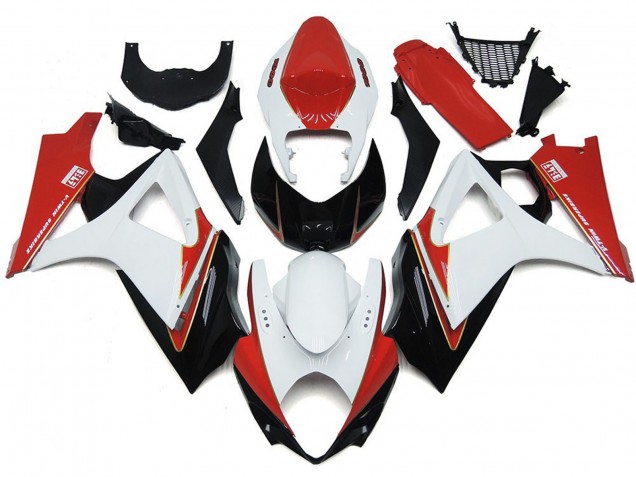 Rouge & Blanc Personnalisé Avec Noir 2007-2008 Suzuki GSXR 1000 Carénage Moto Rouge & Blanc Personnalisé Avec Noir 2007-2008 Suzuki GSXR 1000 Carénage Moto