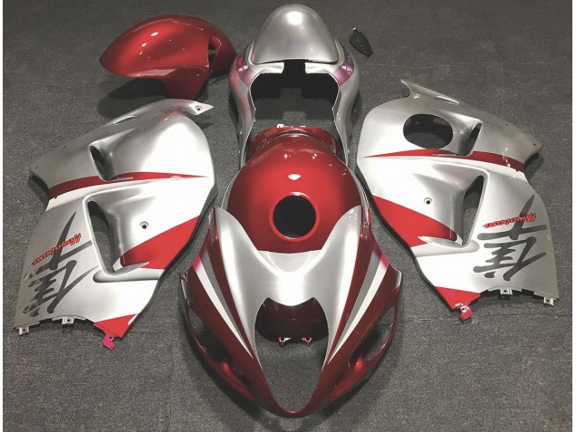 Rouge Brillant & Argent 1997-2007 Suzuki GSXR 1300 Carénage Moto Rouge Brillant & Argent 1997-2007 Suzuki GSXR 1300 Carénage Moto