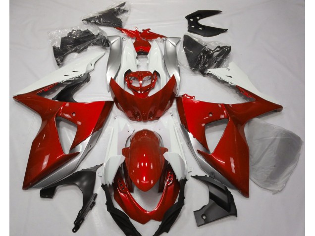 Rouge Brillant & Blanc 2009-2016 Suzuki GSXR 1000 Carénage Moto Rouge Brillant & Blanc 2009-2016 Suzuki GSXR 1000 Carénage Moto