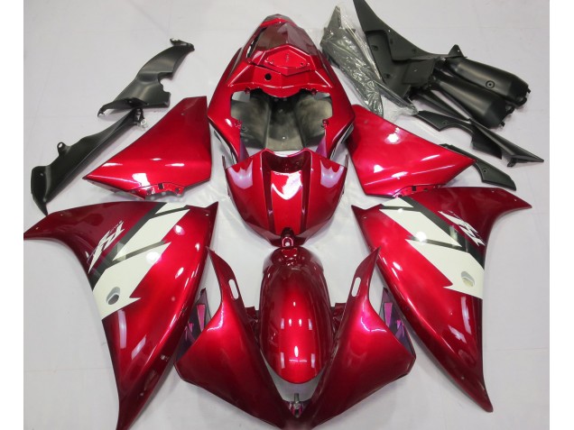 Rouge Brillant & Blanc 2012-2014 Yamaha R1 Carénage Moto