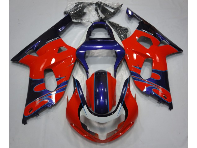 Rouge Brillant & Bleu 2001-2003 Suzuki GSXR 600-750 Carénage Moto Rouge Brillant & Bleu 2001-2003 Suzuki GSXR 600-750 Carénage Moto