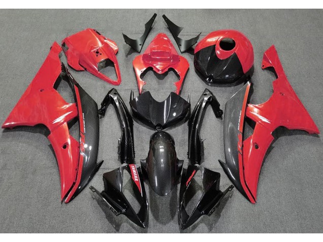 Rouge Brillant & Fiber De Carbone 2008-2016 Yamaha R6 Carénage Moto Rouge Brillant & Fiber De Carbone 2008-2016 Yamaha R6 Carénage Moto