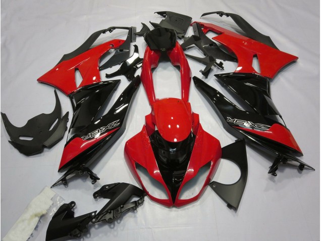 Rouge Brillant & Noir 2009-2012 Kawasaki ZX6R Carénage Moto Rouge Brillant & Noir 2009-2012 Kawasaki ZX6R Carénage Moto