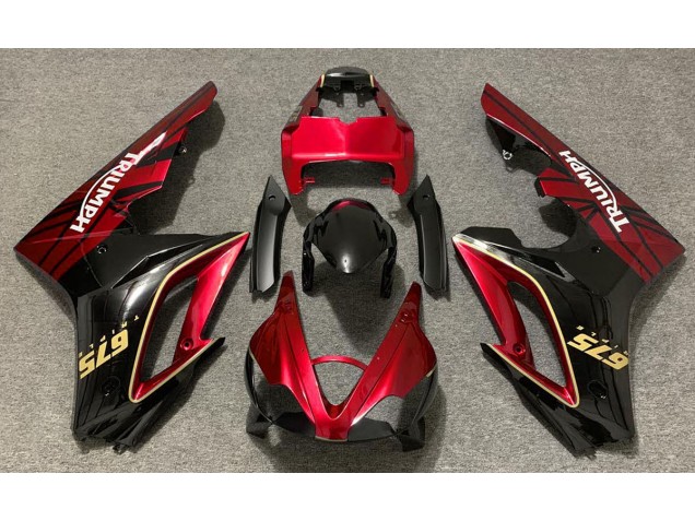 Rouge Brillant & Noir 2009-2012 Triumph Daytona 675 Carénage Moto Rouge Brillant & Noir 2009-2012 Triumph Daytona 675 Carénage Moto
