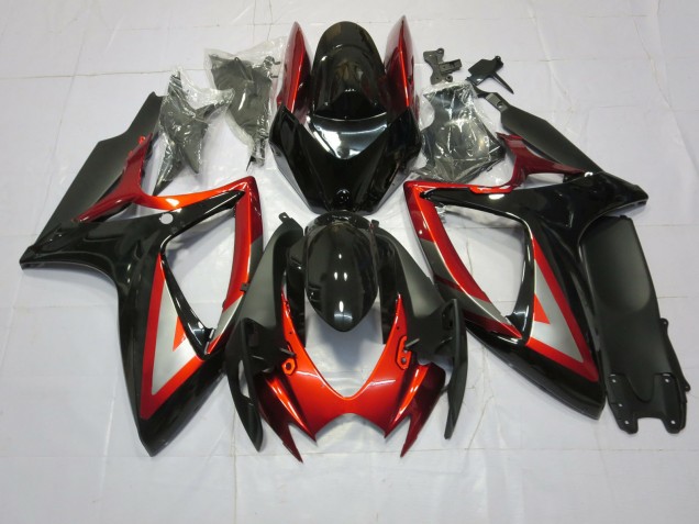 Rouge Foncé Noir 2006-2007 Suzuki GSXR 600-750 Carénage Moto Rouge Foncé Noir 2006-2007 Suzuki GSXR 600-750 Carénage Moto