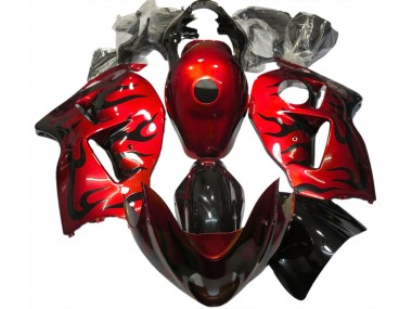 Rouge & Noir Flamme 1997-2007 Suzuki GSXR 1300 Carénage Moto