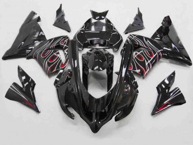 Rouge Noir Flamme 2004-2005 Kawasaki ZX10R Carénage Moto Rouge Noir Flamme 2004-2005 Kawasaki ZX10R Carénage Moto
