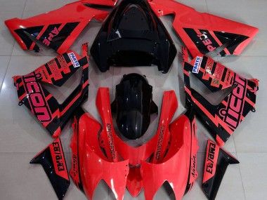 Rouge & Noir & Logos 2004-2005 Kawasaki ZX10R Carénage Moto