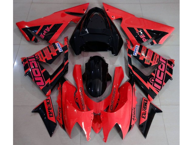 Rouge & Noir & Logos 2004-2005 Kawasaki ZX10R Carénage Moto Rouge & Noir & Logos 2004-2005 Kawasaki ZX10R Carénage Moto