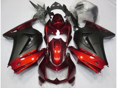 Rouge & Noir Mat 2008-2012 Kawasaki Ninja 250 Carénage Moto