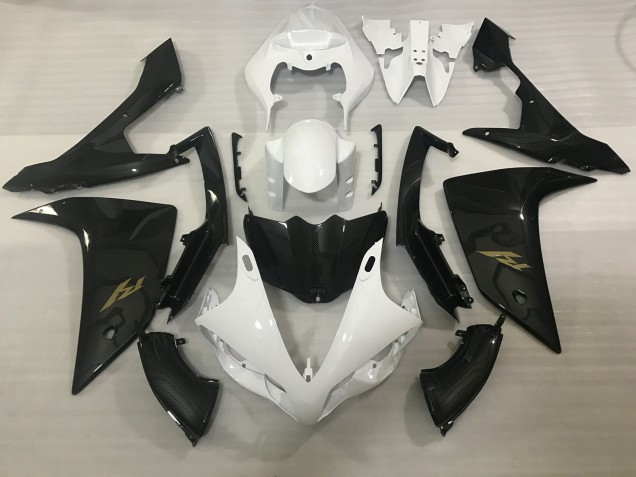 Style Blanc & Fibre De Carbone 2007-2008 Yamaha R1 Carénage Moto Style Blanc & Fibre De Carbone 2007-2008 Yamaha R1 Carénage Moto
