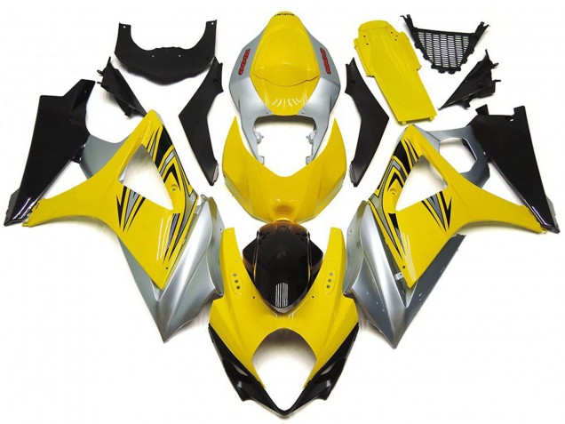 Style Jaune & Argent OEM 2007-2008 Suzuki GSXR 1000 Carénage Moto Style Jaune & Argent OEM 2007-2008 Suzuki GSXR 1000 Carénage Moto