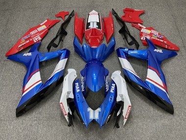 Style Personnalisé Brillant Rouge Bleu & Blanc 2008-2010 Suzuki GSXR 600-750 Carénage Moto