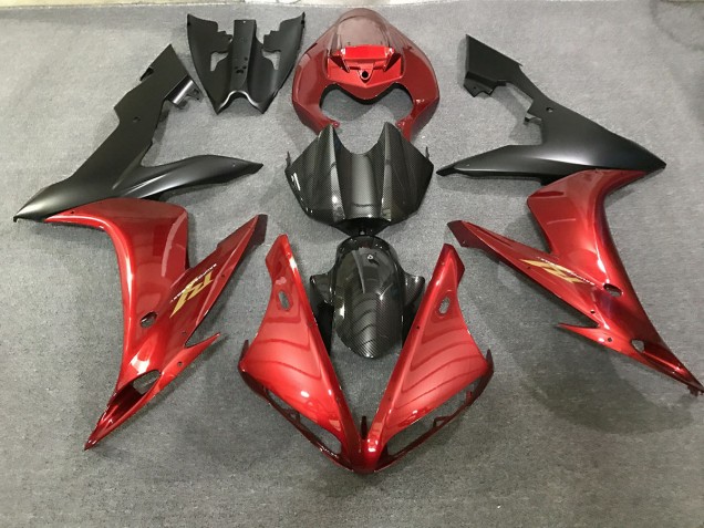 Style Rouge Marron & Fibre De Carbone 2004-2006 Yamaha R1 Carénage Moto Style Rouge Marron & Fibre De Carbone 2004-2006 Yamaha R1 Carénage Moto