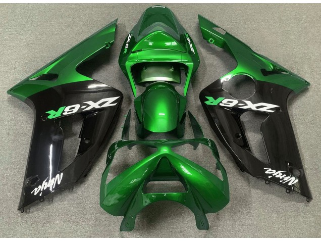 Vert Brillant & Noir 2003-2004 Kawasaki ZX6R Carénage Moto Vert Brillant & Noir 2003-2004 Kawasaki ZX6R Carénage Moto