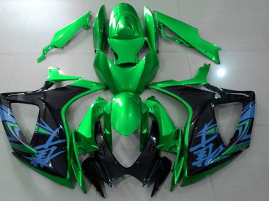 Vert Brillant & Noir 2006-2007 Suzuki GSXR 600-750 Carénage Moto