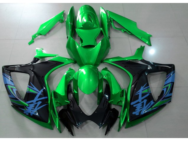Vert Brillant & Noir 2006-2007 Suzuki GSXR 600-750 Carénage Moto Vert Brillant & Noir 2006-2007 Suzuki GSXR 600-750 Carénage Moto