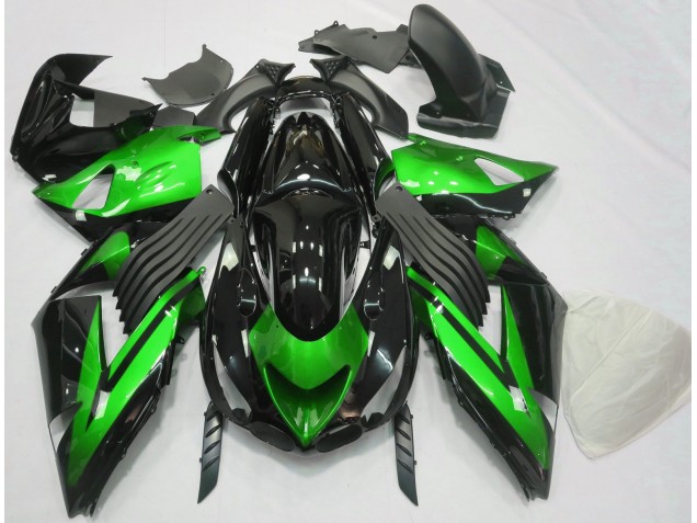 Vert Brillant & Noir Uni 2006-2011 Kawasaki ZX14R Carénage Moto Vert Brillant & Noir Uni 2006-2011 Kawasaki ZX14R Carénage Moto