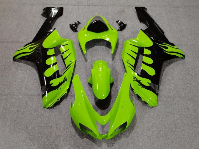 Vert Flamme 2007-2008 Kawasaki ZX6R Carénage Moto Vert Flamme 2007-2008 Kawasaki ZX6R Carénage Moto