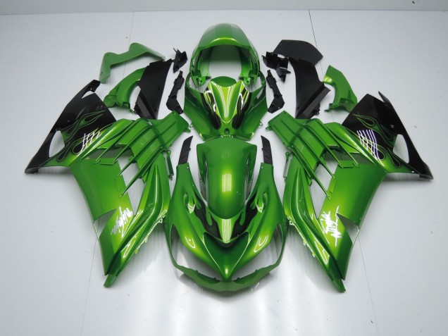 Vert Flamme 2012-2021 Kawasaki ZX14R Carénage Moto Vert Flamme 2012-2021 Kawasaki ZX14R Carénage Moto