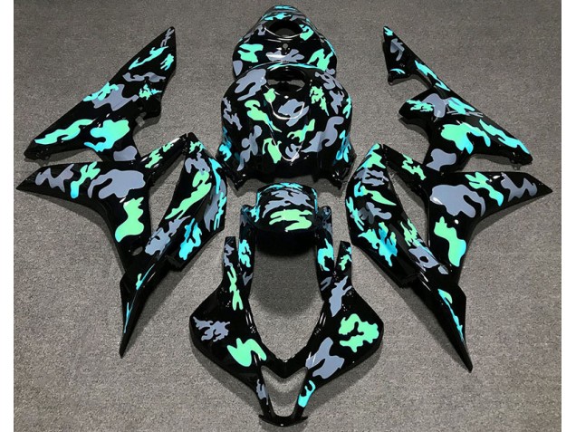 Vert & Gris Camouflage 2007-2008 Honda CBR600RR Carénage Moto Vert & Gris Camouflage 2007-2008 Honda CBR600RR Carénage Moto